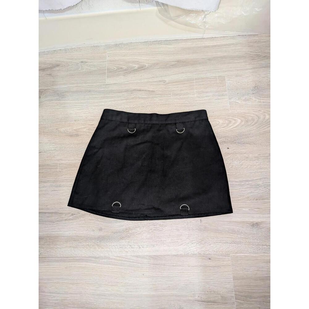VTG Y2K Super Low Fat Hot Topic Punk Grommet Mini Skirt Sz L